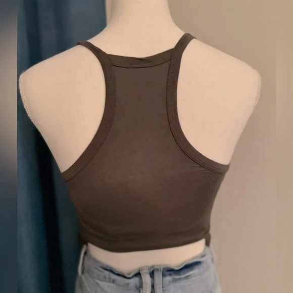 Gray Crop Top w/ Ruching Size Small - Picture 6 of 6